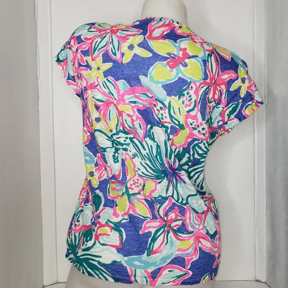 LILLY PULITZER SHORT SLEEVE LINEN T SHIRT SIZE XXS - Picture 2 of 6